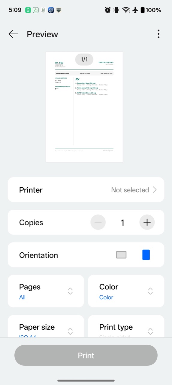 Print prescription